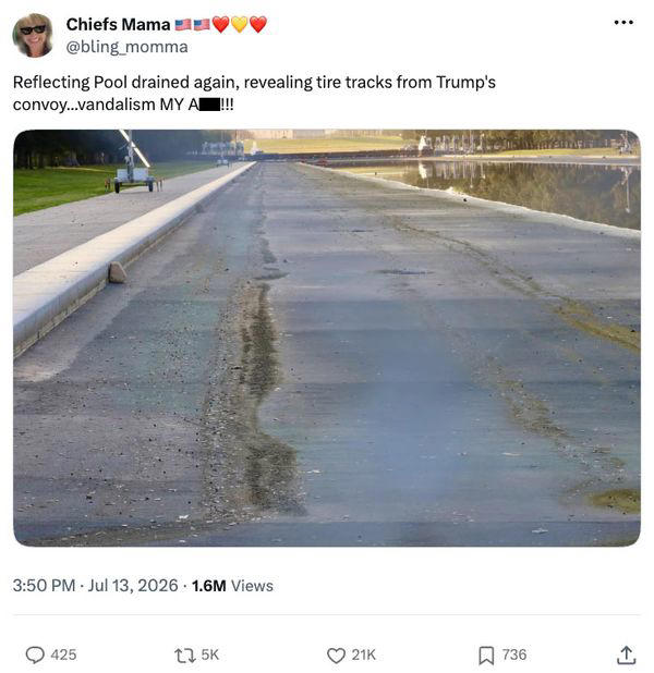 Did Trump's motorcade leave tire tracks in reflecting pool? What photos ...