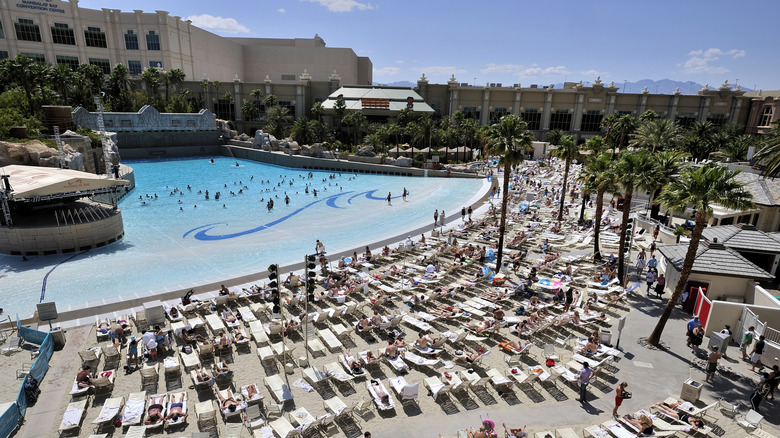 Beach and wave pool at Mandalay Bay Resort in Las Vegas