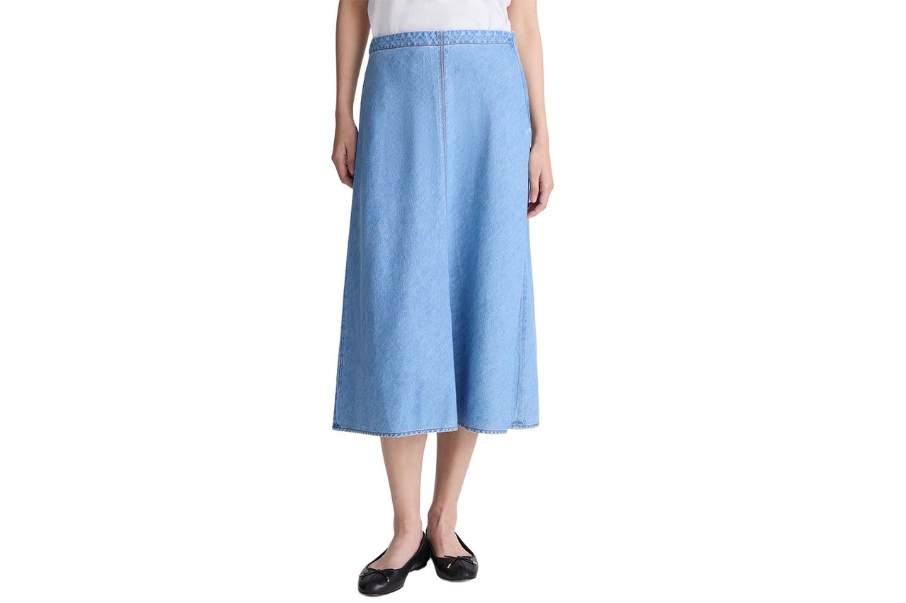 Madewell Airy Denim Slip Midi Skirt