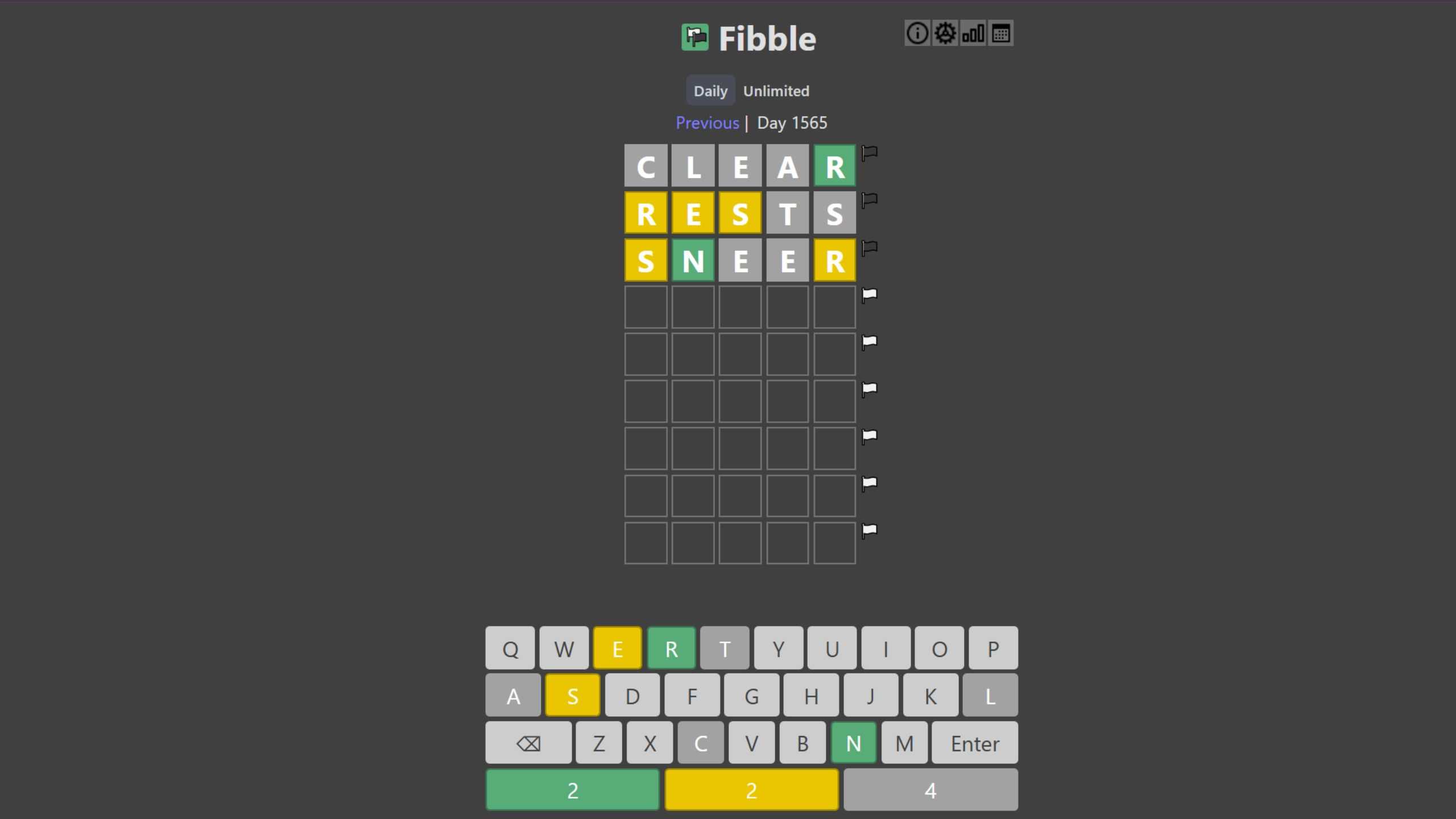 Fibble game screenshot