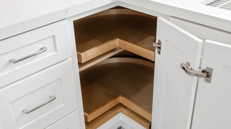 Lazy Susan in a lower kitchen cabinet