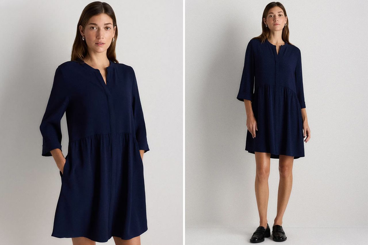 Quince Fluid Crepe Shirt Dress