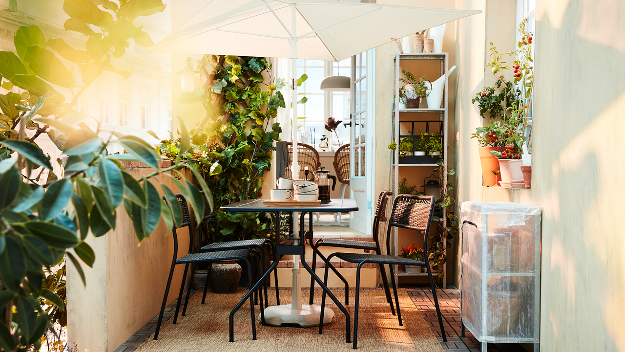If you make this $35 shade swap, you'll save nearly 4 feet of width on a small patio