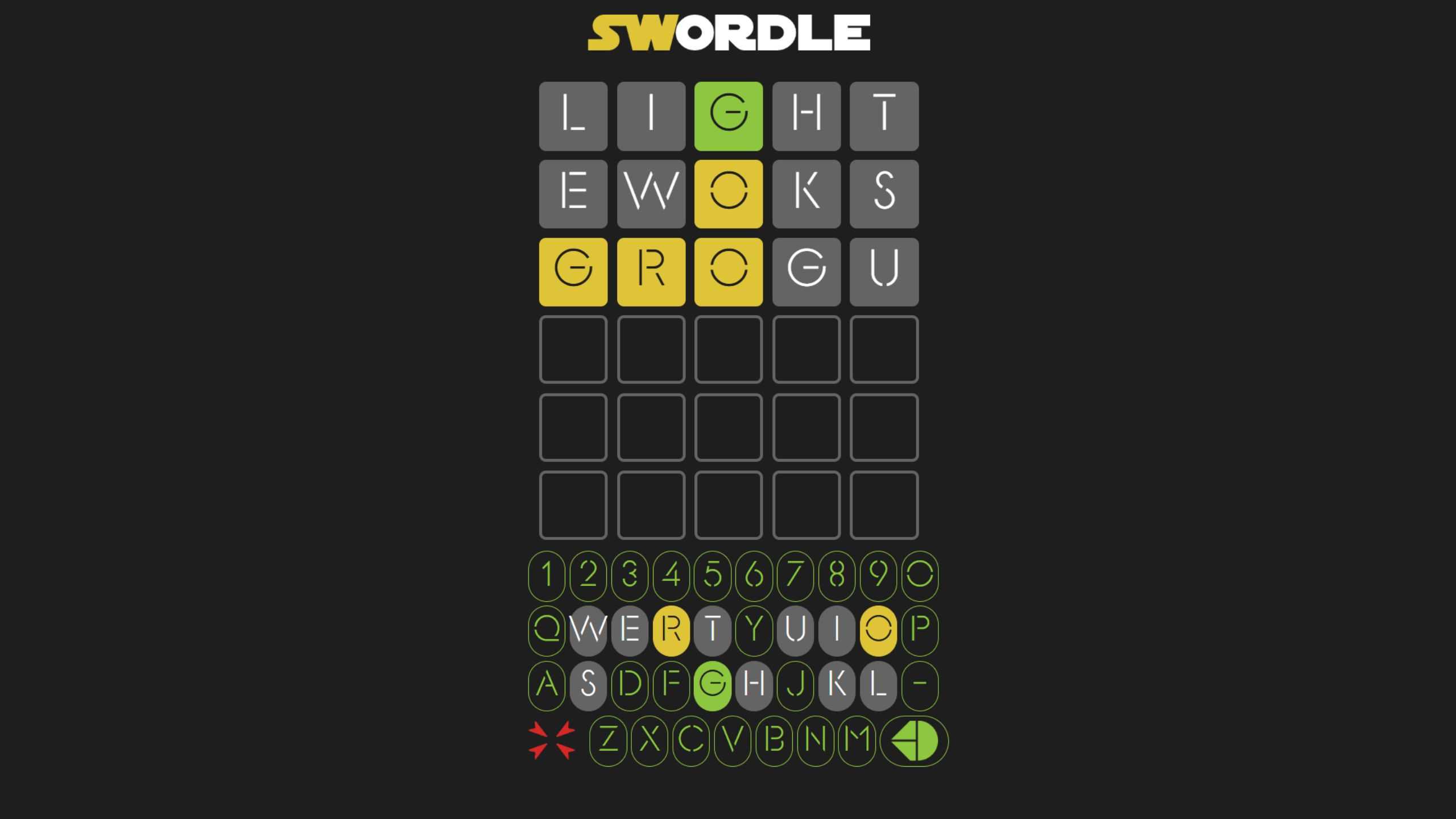 SWordle game screenshot