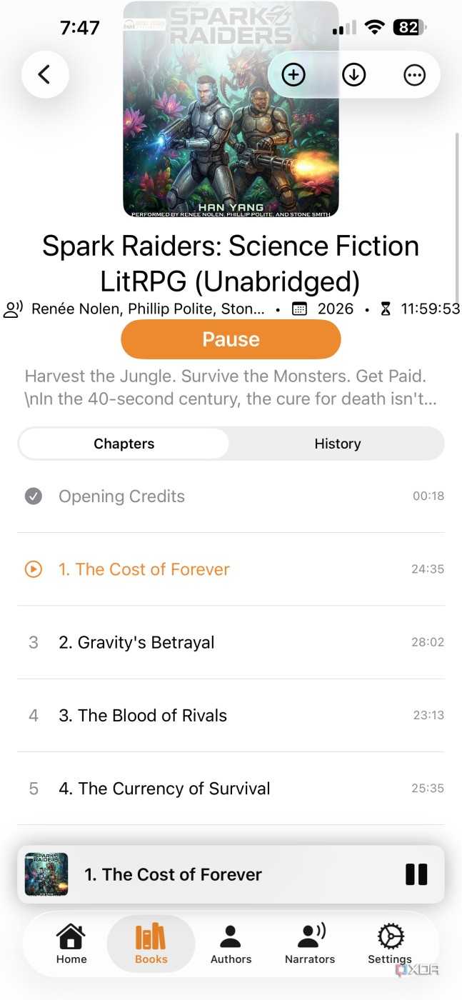 Chapters for an audiobook in Jellyfin