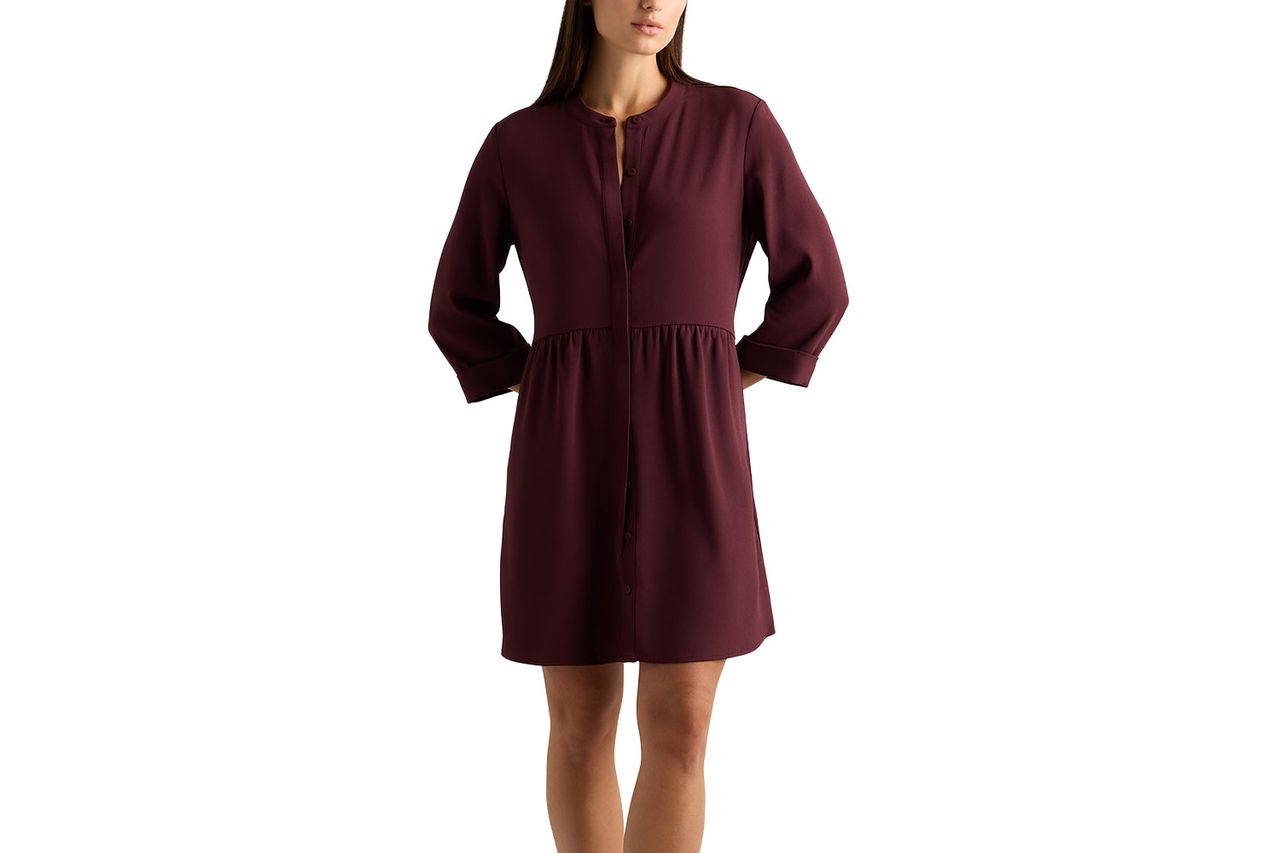 Quince Fluid Crepe Shirt Dress