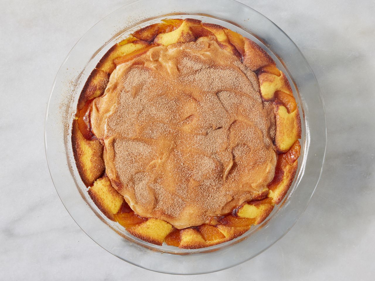 A baked peaches and cream pie