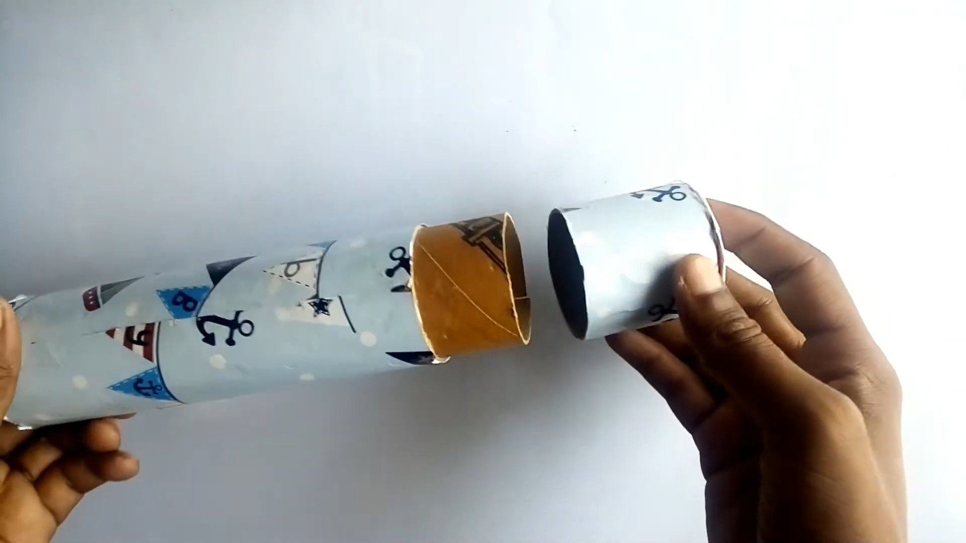 DIY craft using recycled cardboard rolls