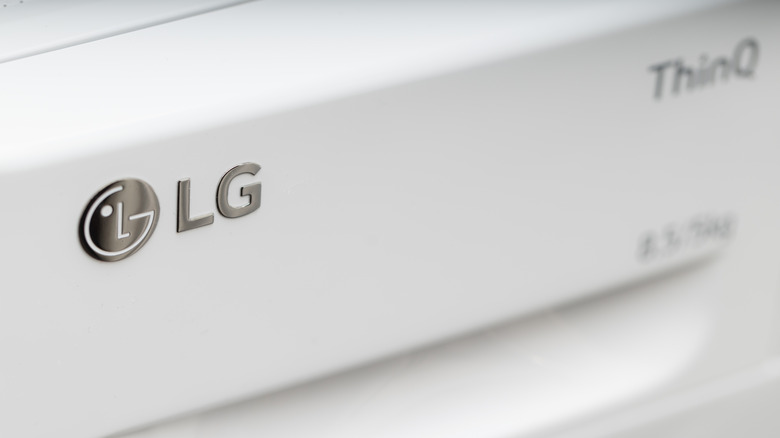 Close-up of LG washing machine