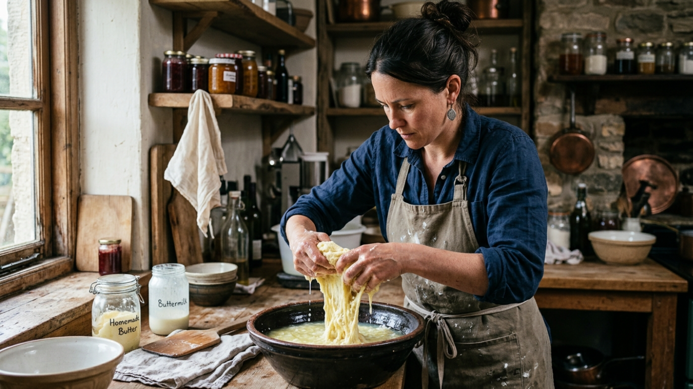 Milk breaks down into butter and cheese after hours of shaking