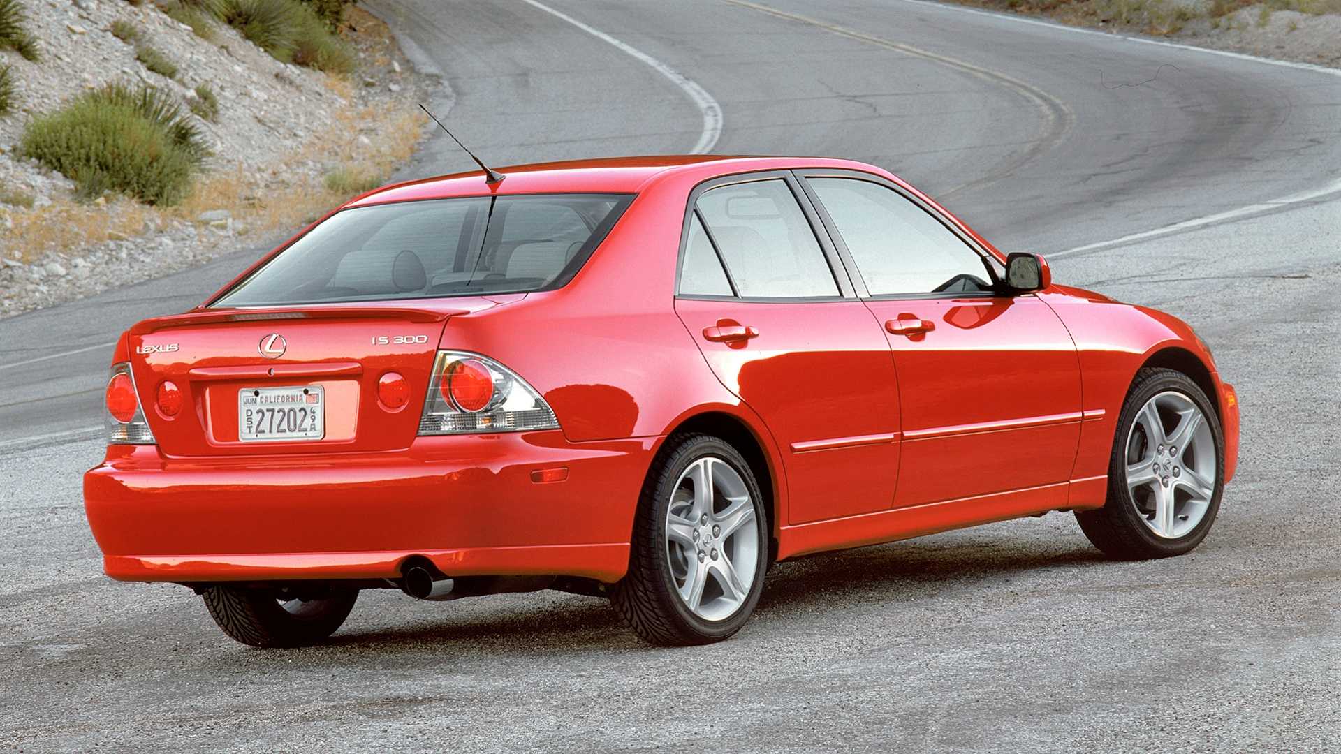 Red 2002 Lexus IS300 rear