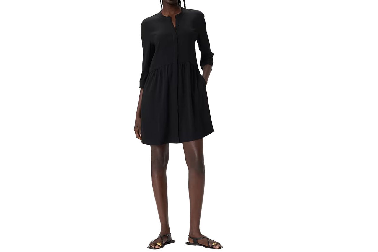Fluid Crepe Shirt Dress