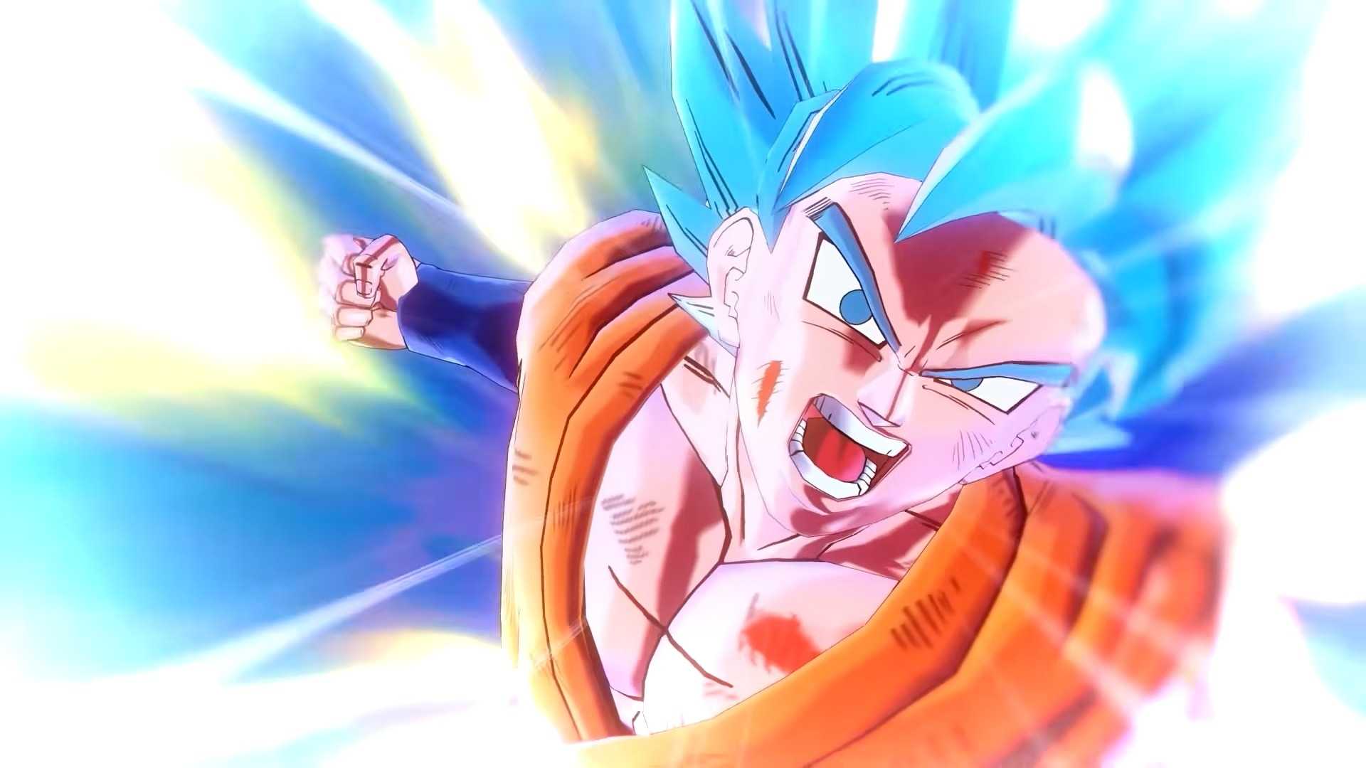 Goku Blue charges a punch in Dragon Ball Xenoverse 2.