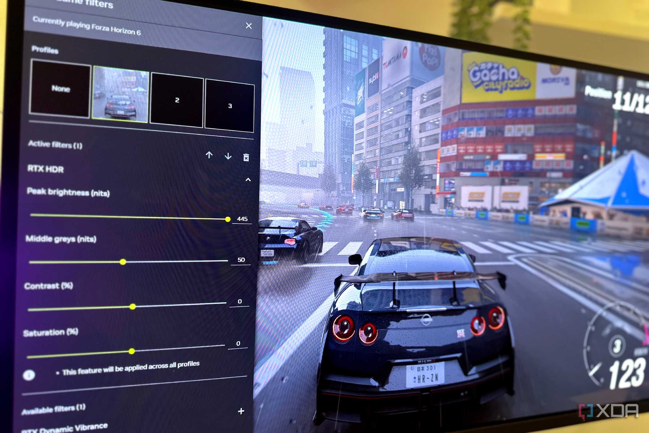 Forza Horizon 6 with Nvidia Overlay running RTX HDR