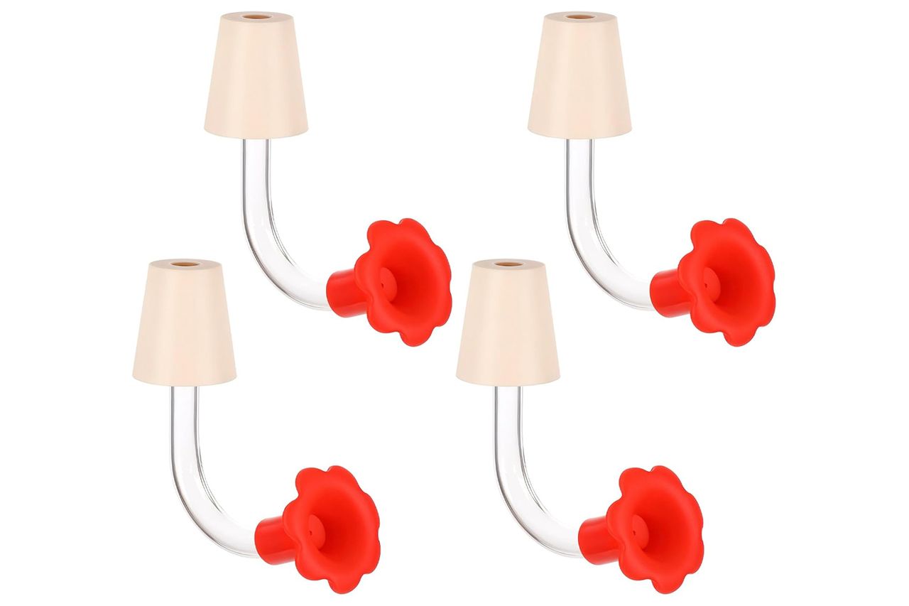 4 Pcs Hummingbird Feeder Tubes with Red Floral Tip