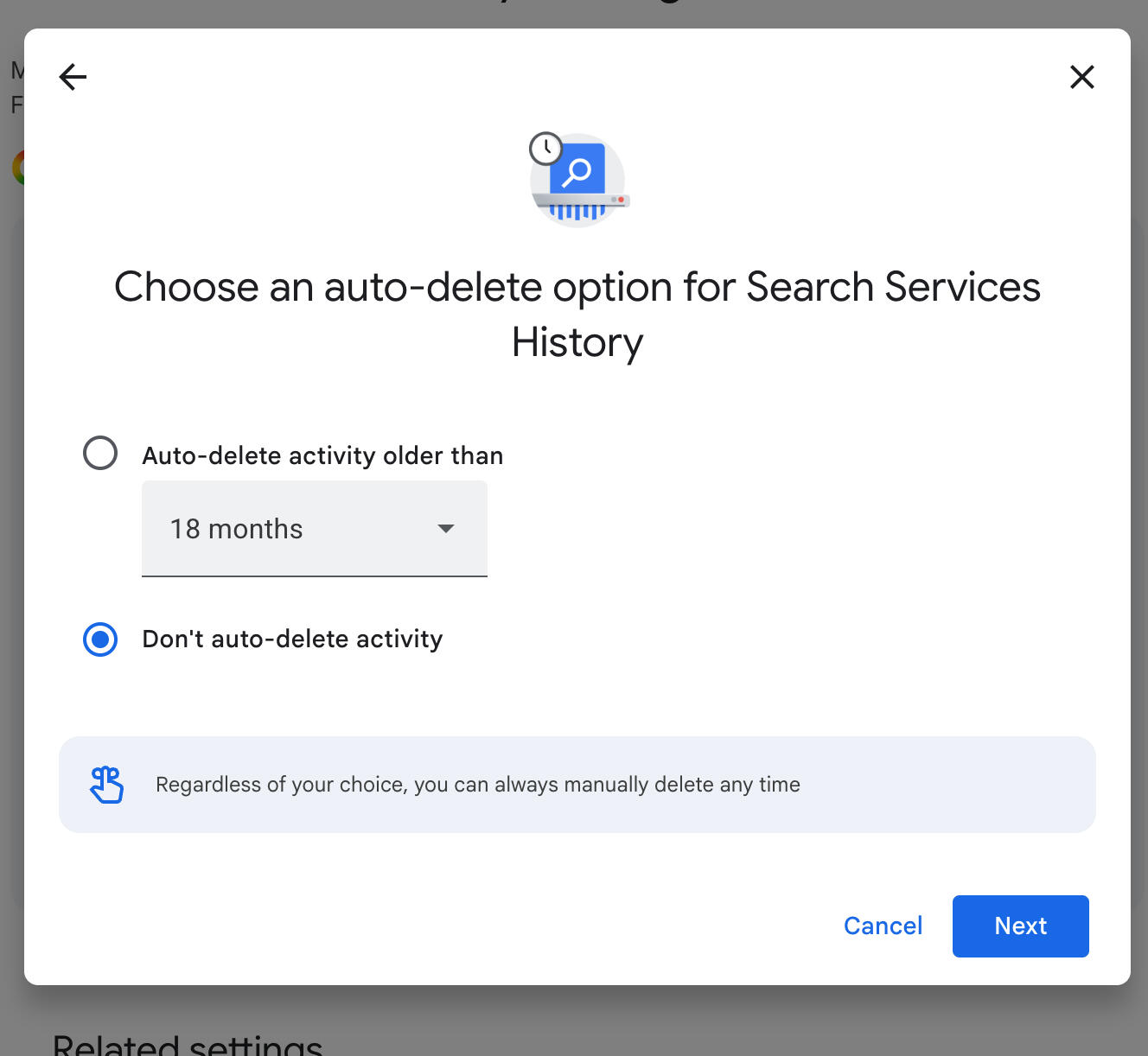 If you opt to allow Google to save your media, you can at least configure when it will be permanently deleted.