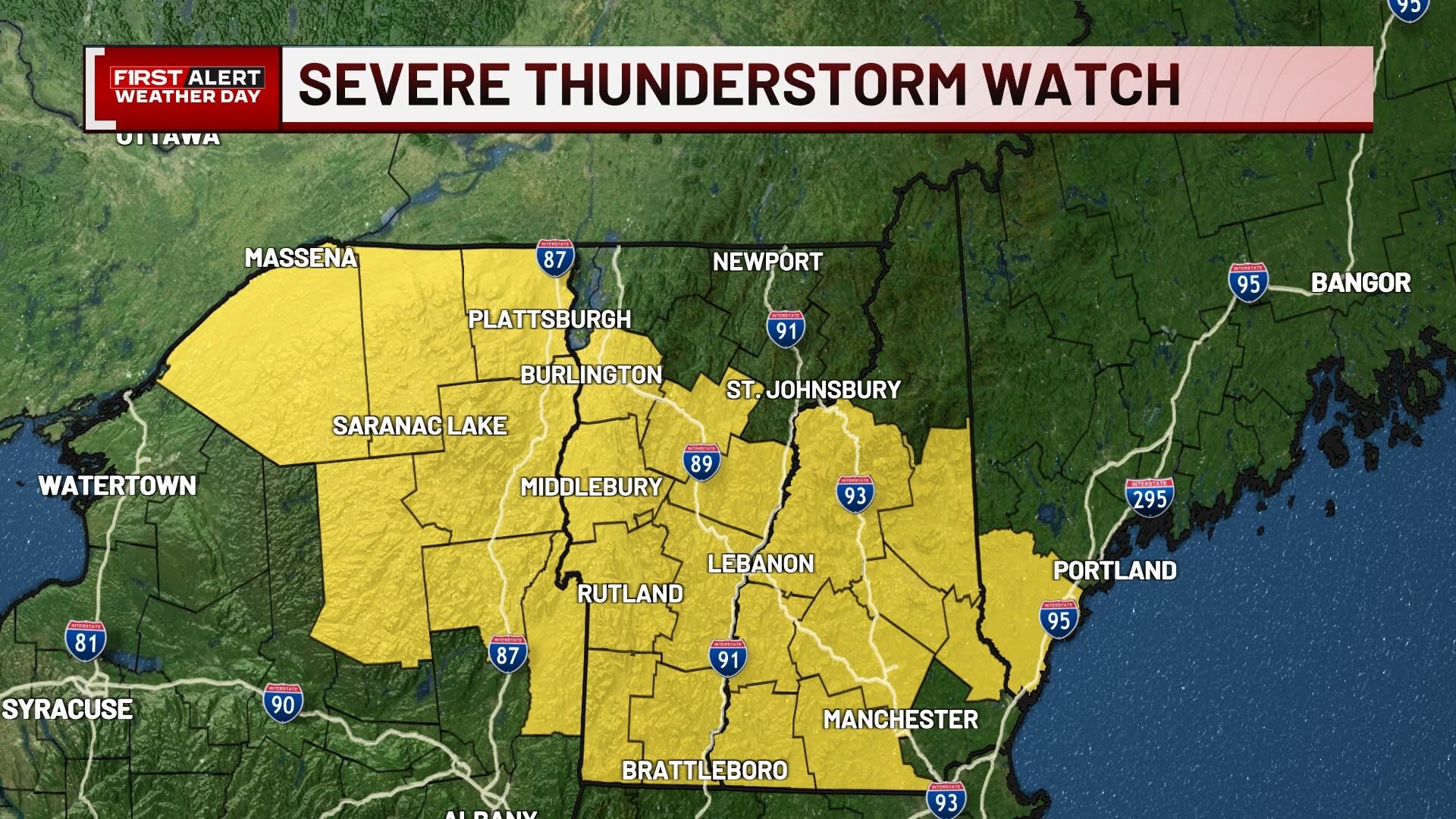 Severe thunderstorm watch in effect for Vermont, New York & New ...