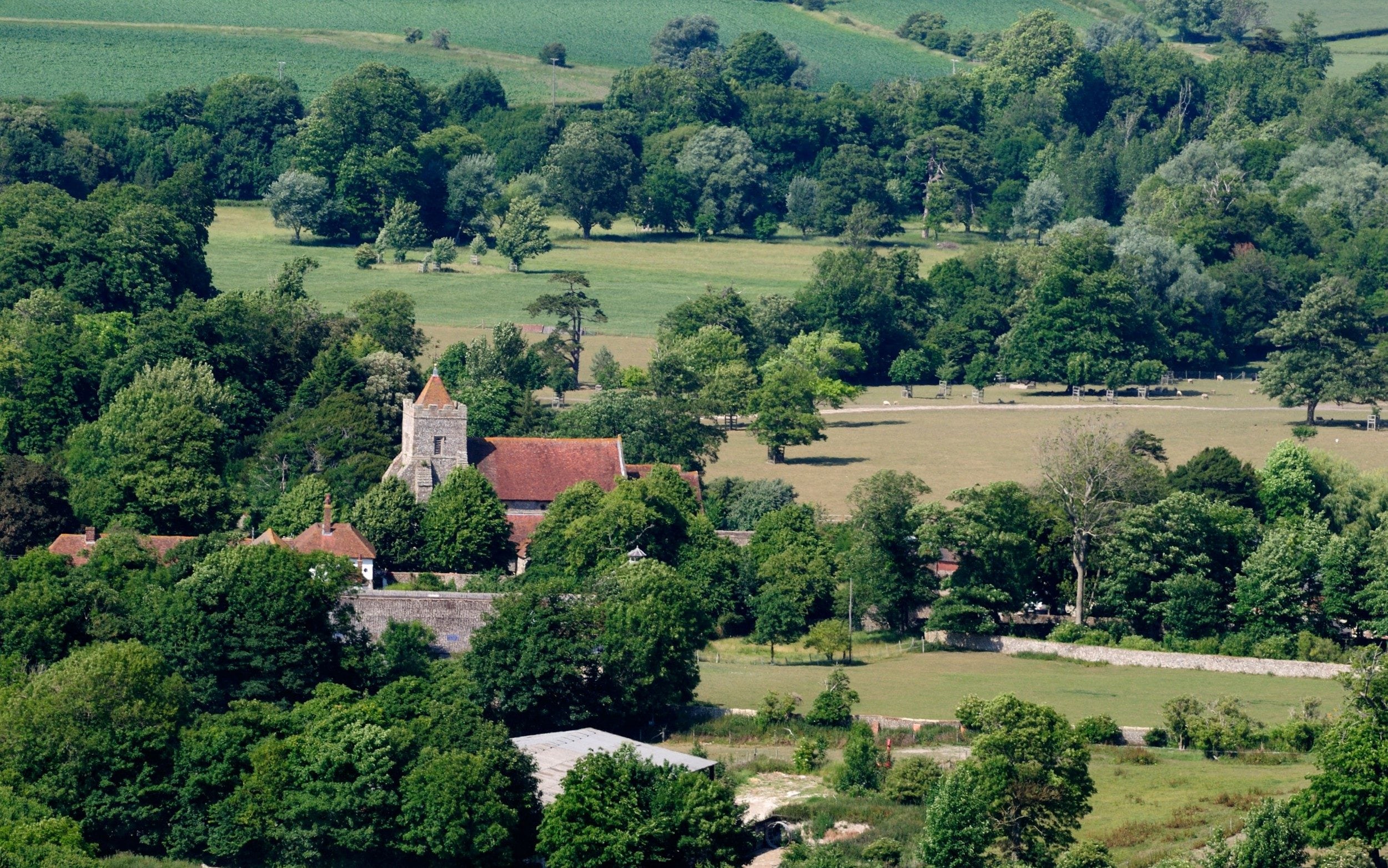 The view of St Peter's church in Firle