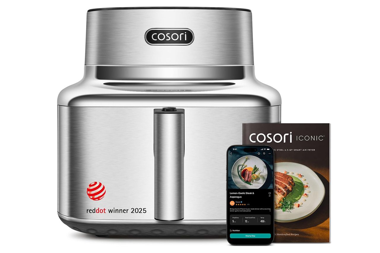 Cosori Iconic Stainless Steel 6.5 Qt Smart Air Fryer,