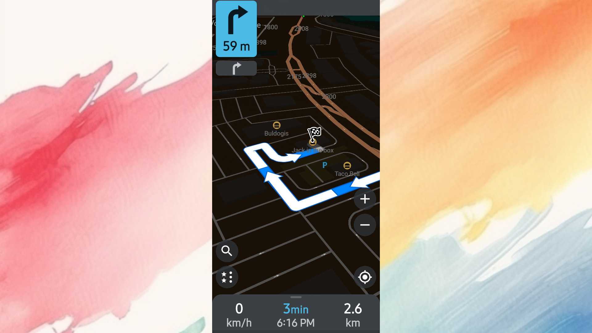 Organic Maps showing where a jack in the box is