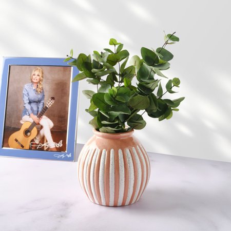 Dolly Parton 6.5 in Pink White Speckled Round Bud Vase