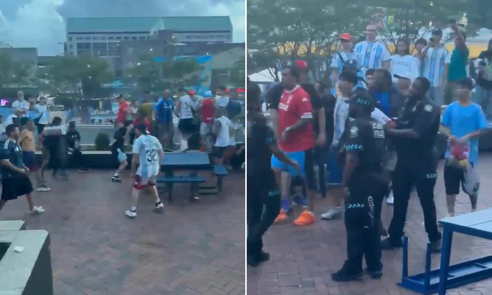 Now the Argentines are fighting each other! Rival fans clash on eve of 'highest risk' England match