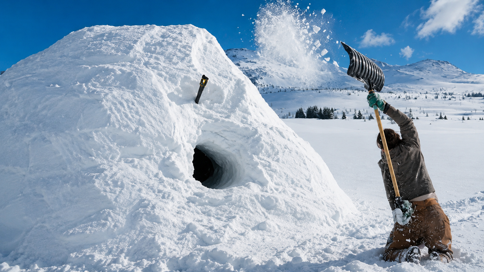 He spent 100 hours building an igloo mansion in the snow