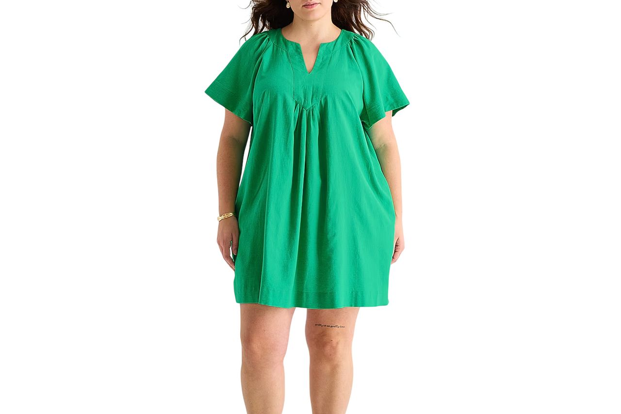St. John's Bay Womens Plus Split Crew Neck Short Sleeve Sheath Dress
