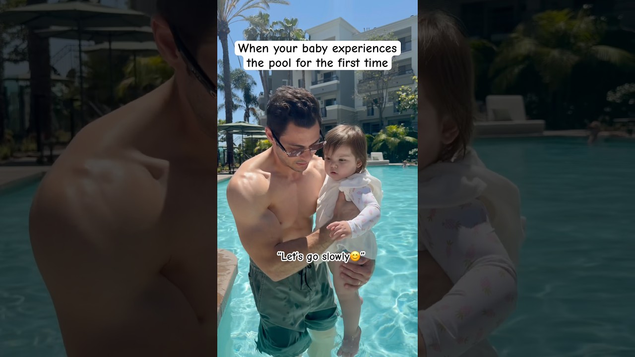 Adorable baby has a hilarious reaction to her very first swim