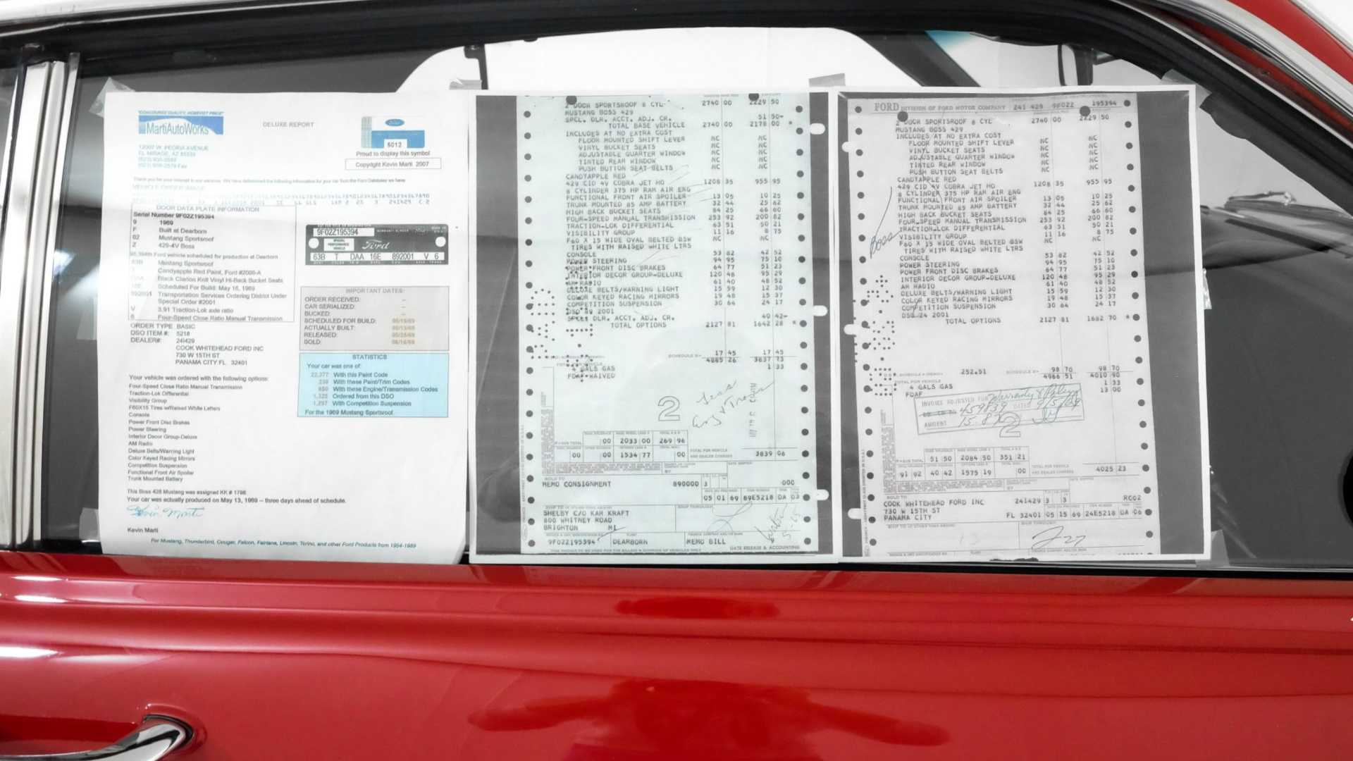 Documentation of 1969 Ford Mustang Boss 429 KK no 1798