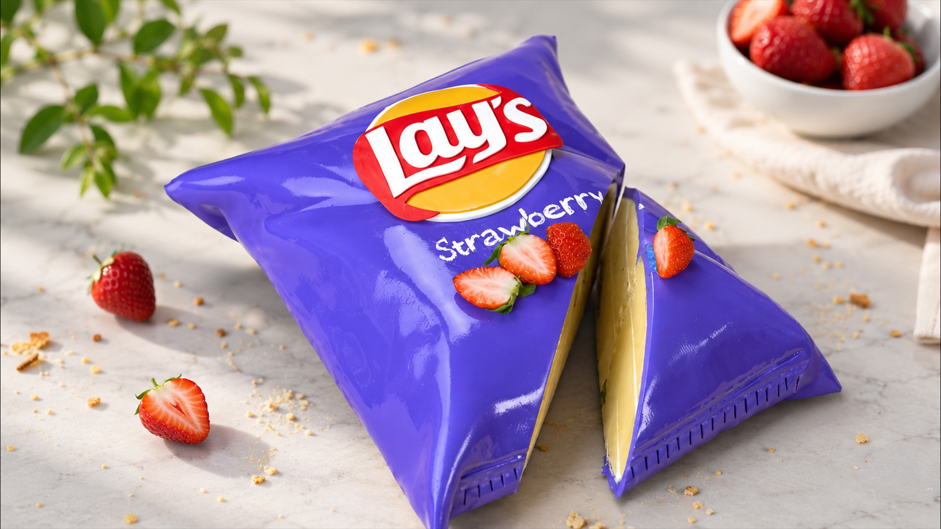 Strawberry Lay's cake with hidden vanilla layers