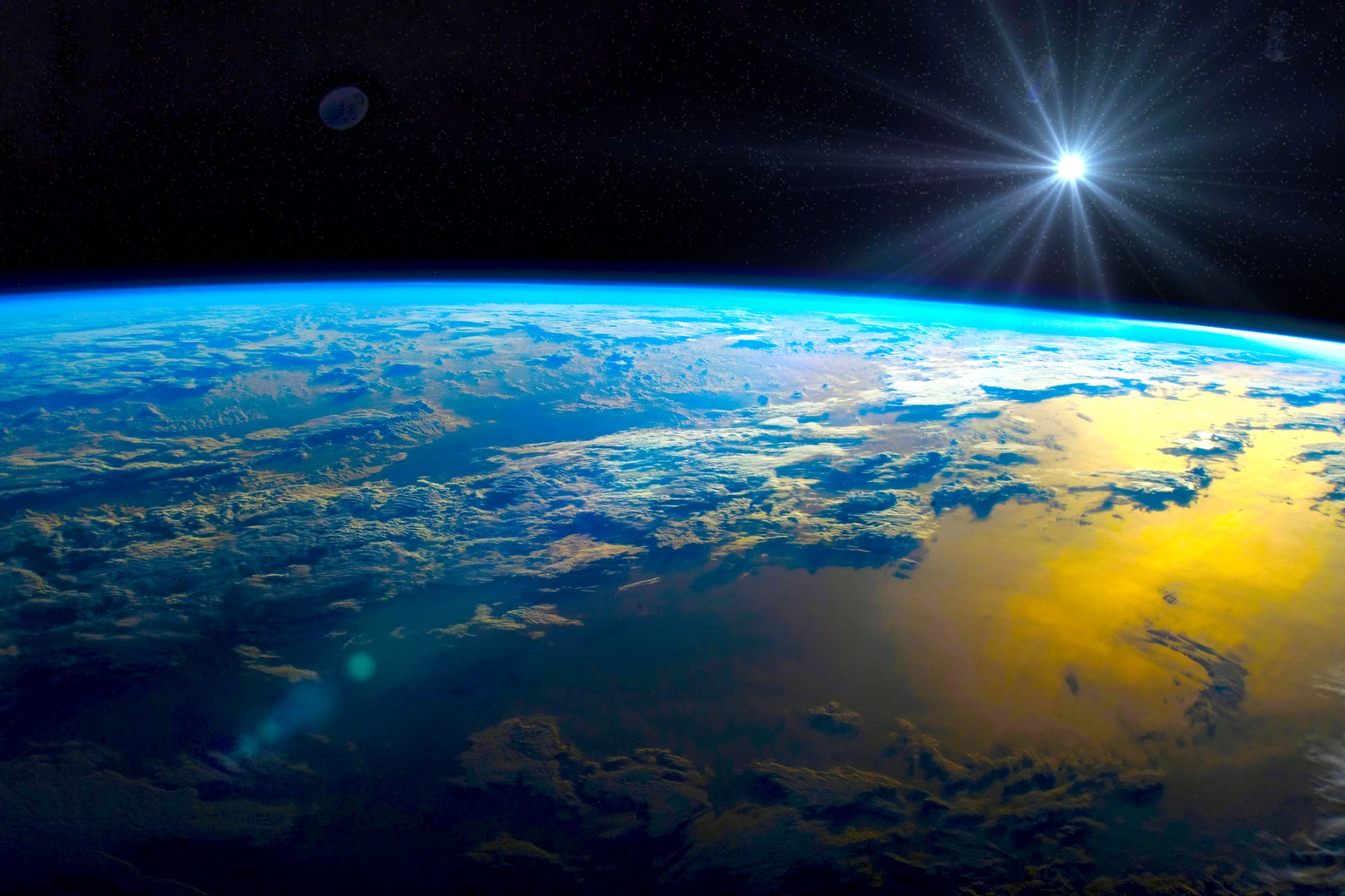 Close-up image of the Earth from space.