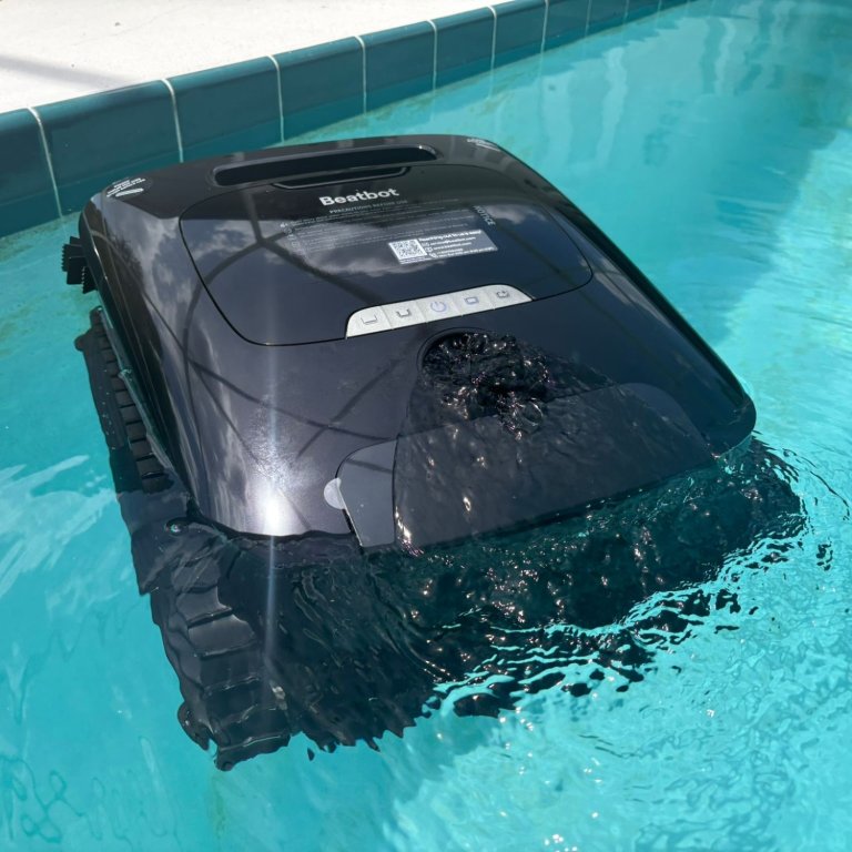 The Beatbot AquaSense X_10 moving through a pool during testing
