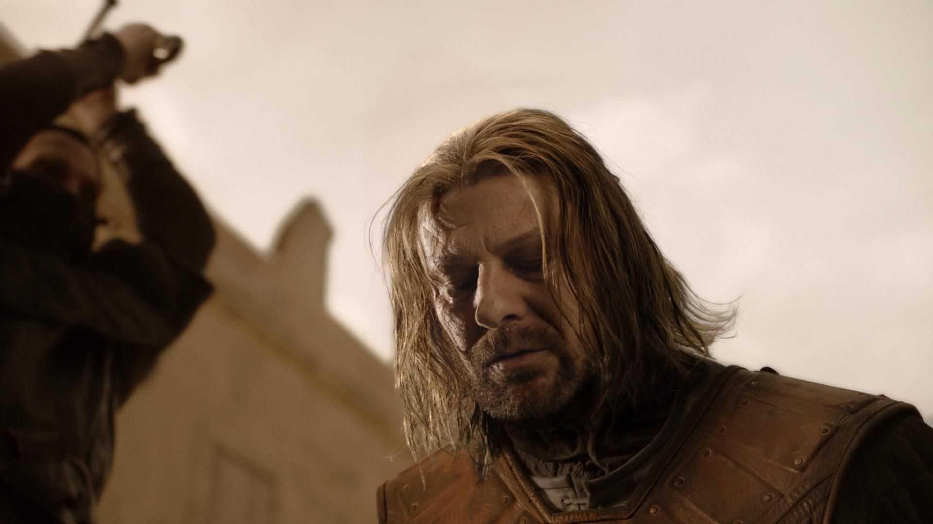 Ned Stark about to be beheaded in Game of Thrones.