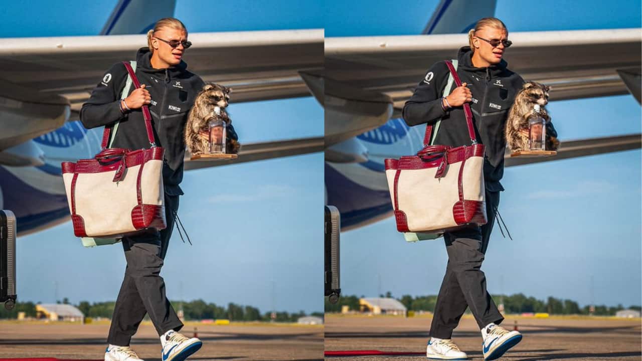 Image for Haaland's quirky World Cup souvenir steals the show on his return to Norway