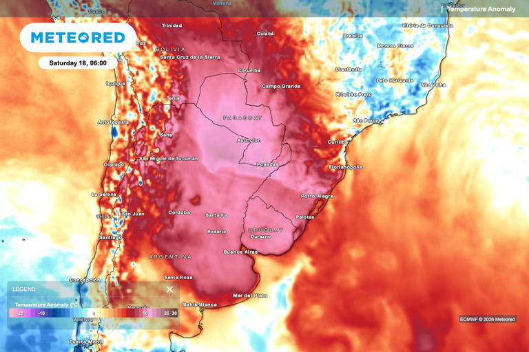 As temperaturas podem ficar até 12°C acima da média em Porto Alegre e grande parte do Rio Grande do Sul, reforçando o ambiente quente e instável antes das tempestades.