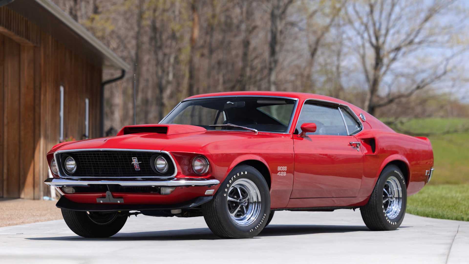 3/4 front view of 1969 Ford Mustang Boss 429 KK No. 1238