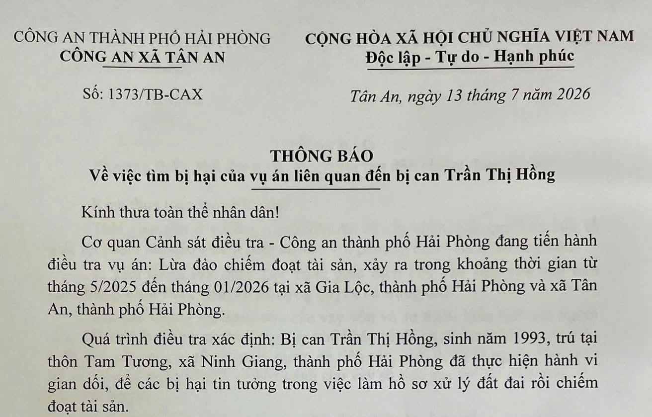 Công an Hải Phòng tìm bị hại trong vụ lừa đảo làm hồ sơ đất đai