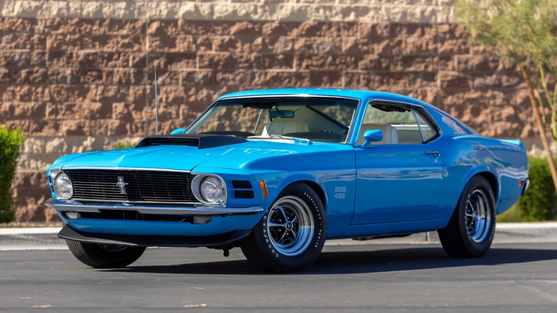 3/4 front view of 1970 Ford Mustang Boss 429 KK no 2100