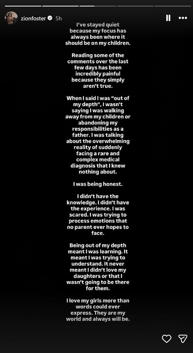 Zion said in Jesy's new docmentary: 'I’m not equipped to deal with this. I’m out of my depth; emotionally, physically and mentally' amid their SMA diagnosis but he has said he will always be there for his children 