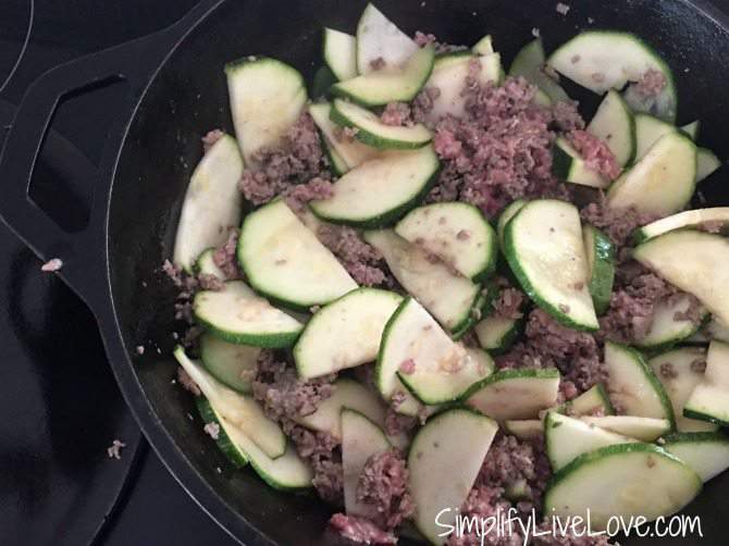 cooking zucchini and beef skillet dinner