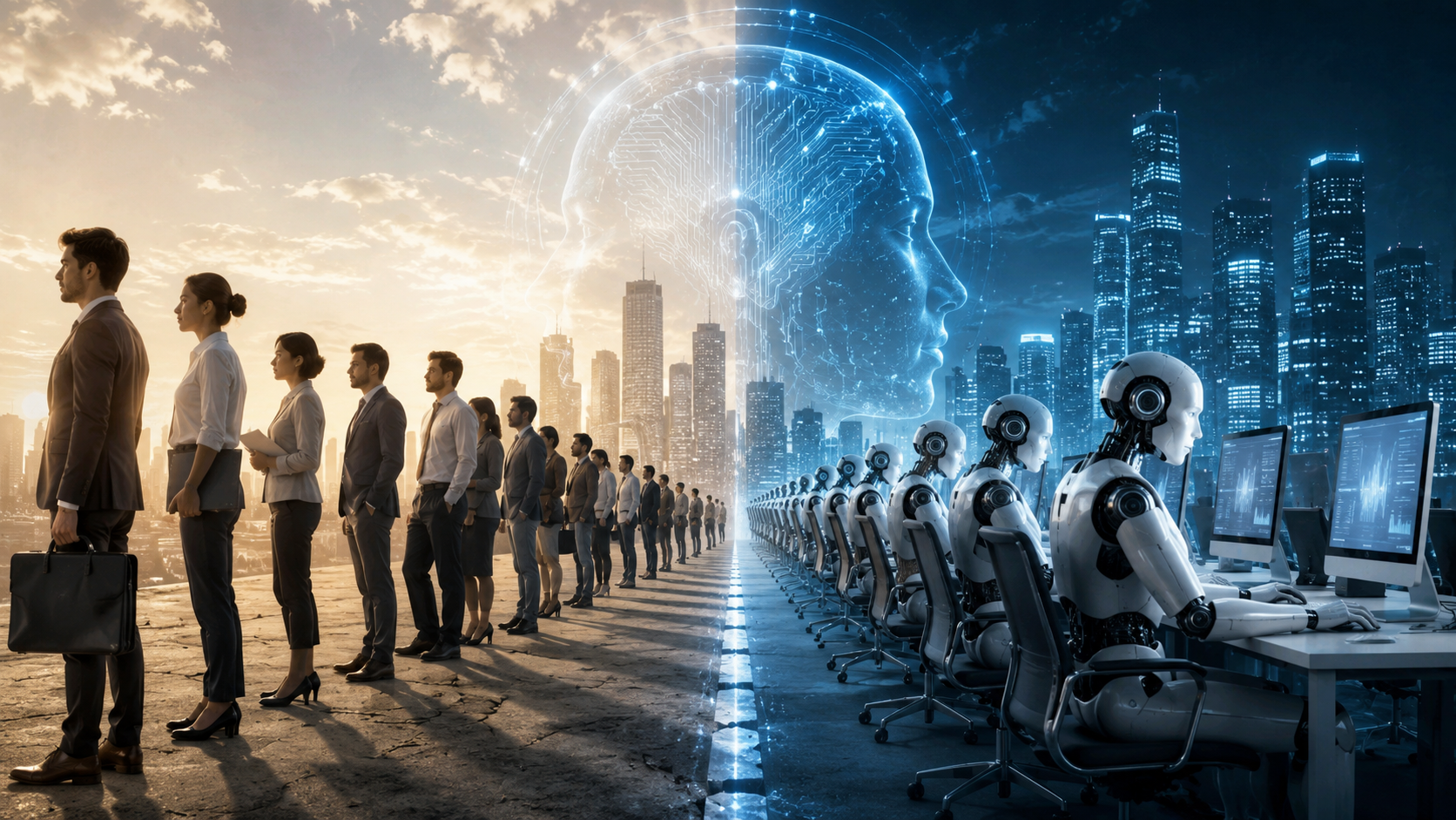 Human workforce and AI robots