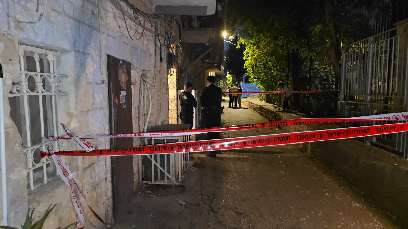 The scene of a stabbing that caused the death of a young man in Jeruslaem’s Nachlaot neighborhood on July 11, 2026. (Courtesy/Israel Police)