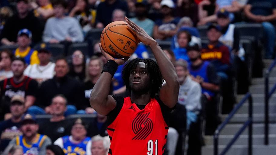 Portland Trail Blazers guard Sidy Cissoko lines up a shot in the second half