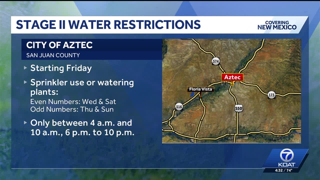 City of Aztec moving to stage 2 water restrictions Friday