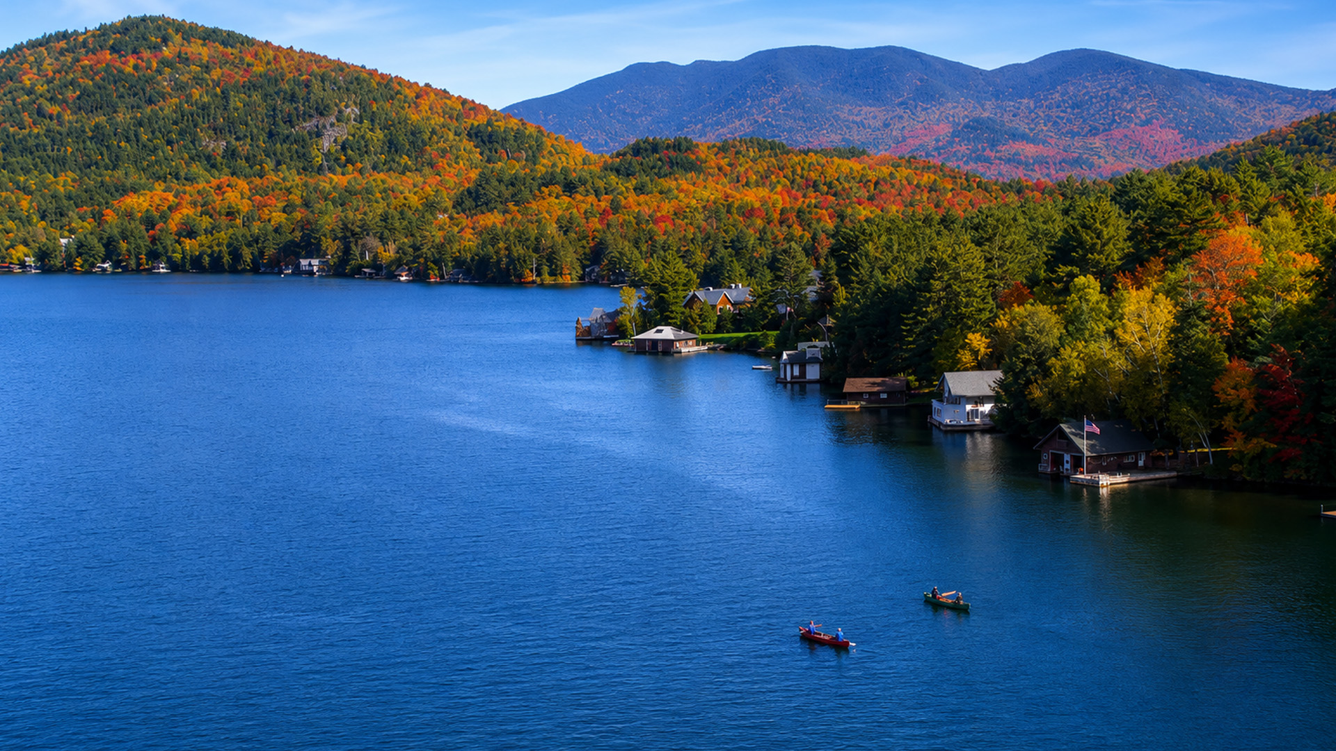 A small town hidden beside a mountain lake