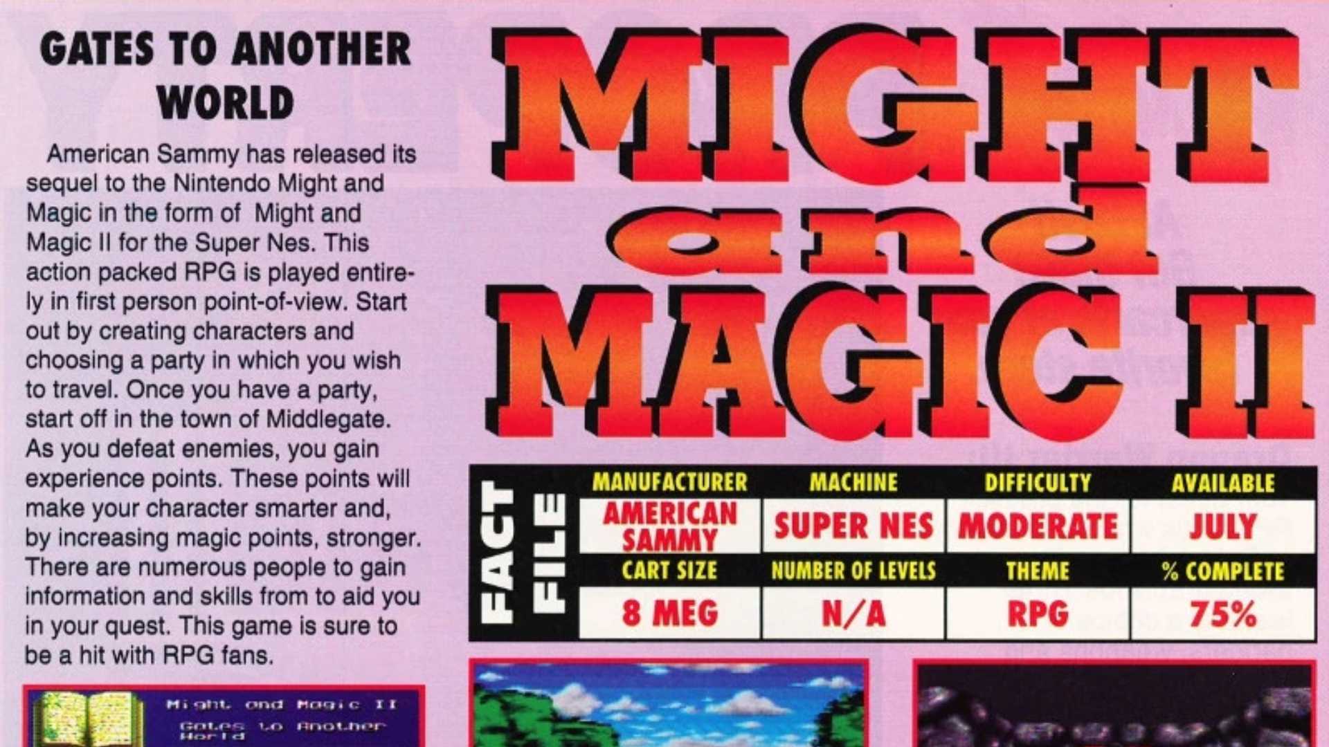 Might & Magic: Gates to Another World Sega Genesis manual