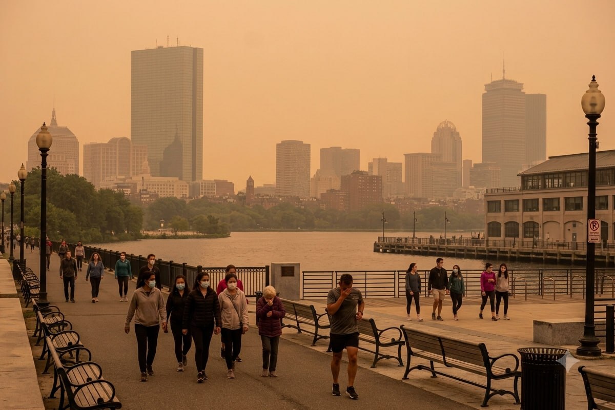 Canadian wildfire smoke plummets Massachusetts air quality to unhealthy