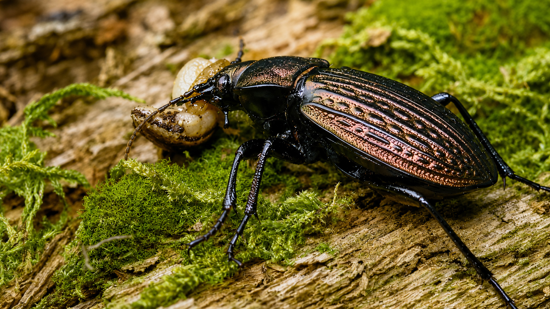 Una cámara oculta de fauna graba a un escarabajo arrastrando su próxima ...
