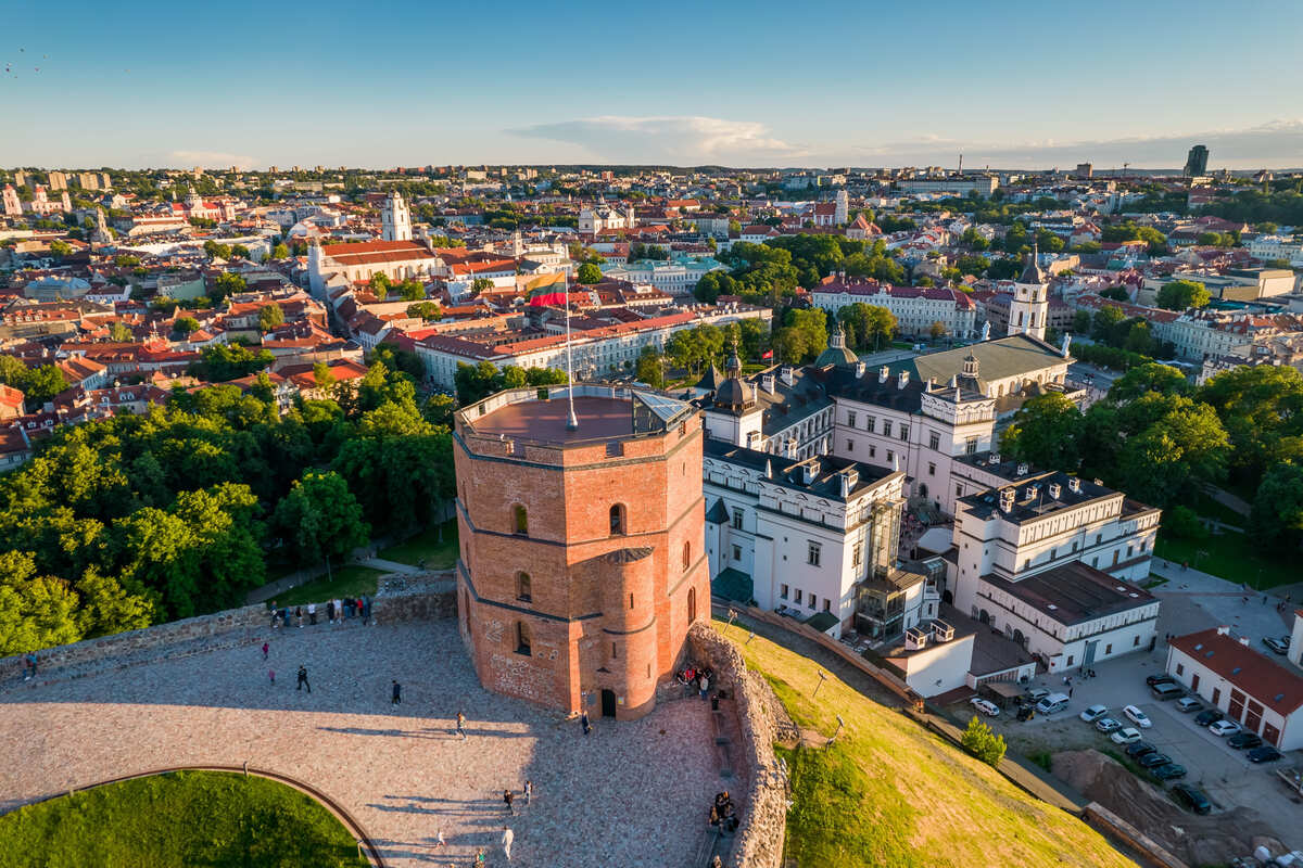 Aerial View Of Gediminas Tower, Vilnius, Lithuania